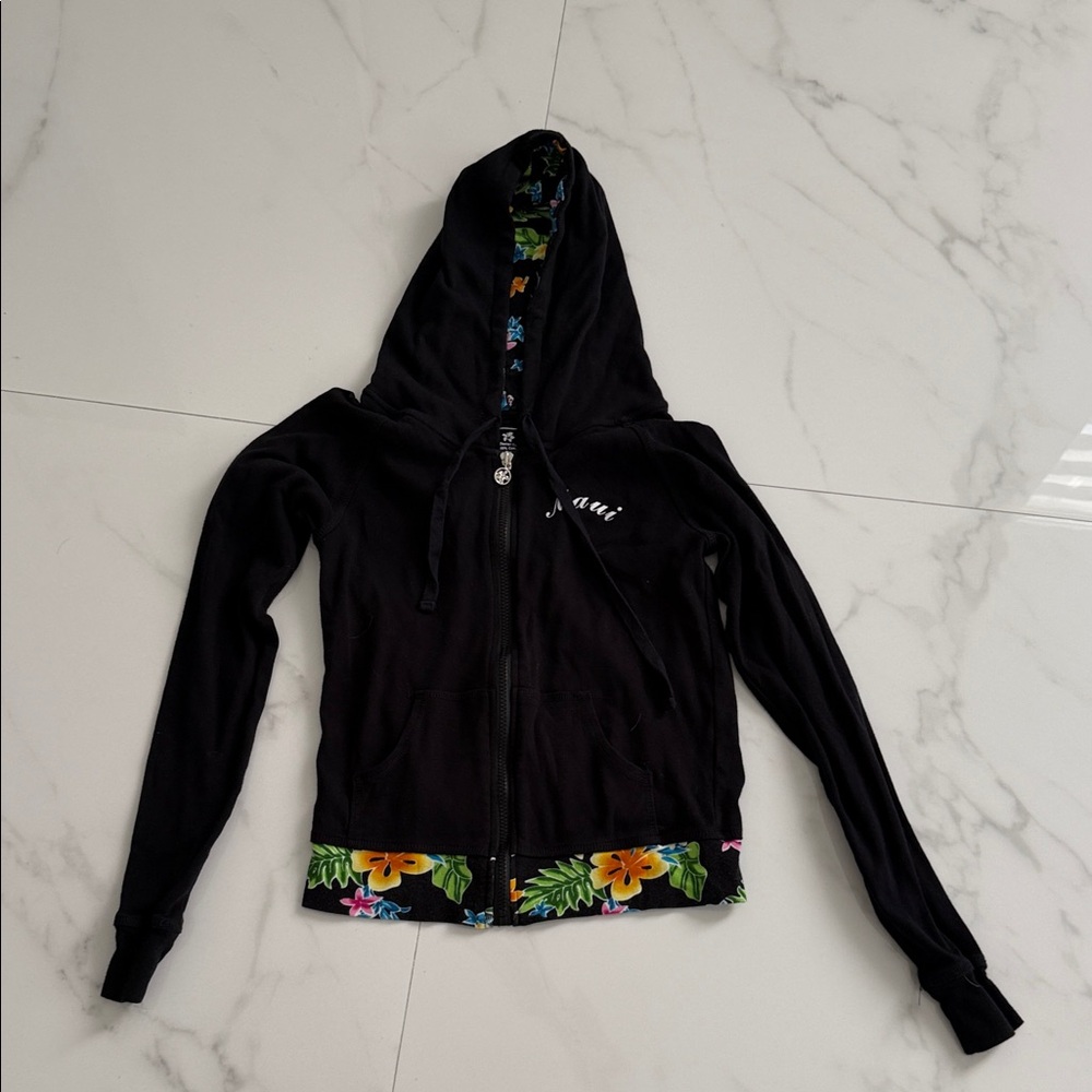 Kids Black Floral Hoodie